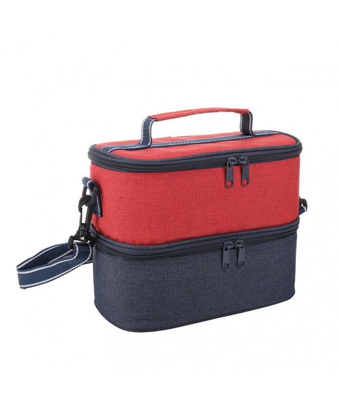 Lunch cooler bag with dual cooler compartment/adjusable shoulder strap/carrying handle